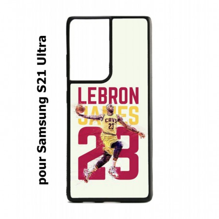 Coque noire pour Samsung Galaxy S21 Ultra star Basket Lebron James Cavaliers de Cleveland 23