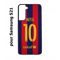 Coque noire pour Samsung Galaxy S21 maillot 10 Lionel Messi FC Barcelone Foot