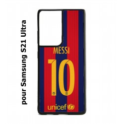 Coque noire pour Samsung Galaxy S21 Ultra maillot 10 Lionel Messi FC Barcelone Foot