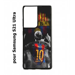Coque noire pour Samsung Galaxy S21 Ultra Lionel Messi 10 FC Barcelone Foot