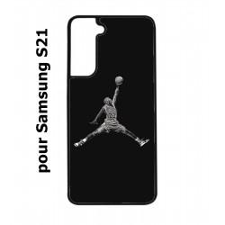 Coque noire pour Samsung Galaxy S21 Michael Jordan 23 shoot Chicago Bulls Basket