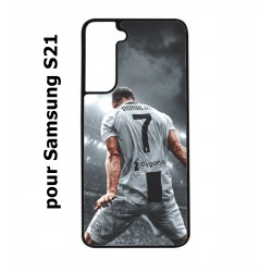 Coque noire pour Samsung Galaxy S21 Cristiano Ronaldo club foot Turin Football stade