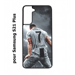 Coque noire pour Samsung Galaxy S21 Plus Cristiano Ronaldo club foot Turin Football stade