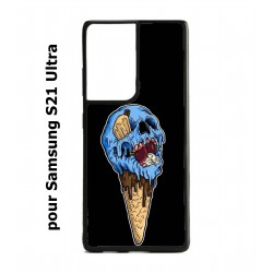 Coque noire pour Samsung Galaxy S21 Ultra Ice Skull - Crâne Glace - Cône Crâne - skull art