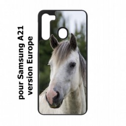 Coque noire pour Samsung Galaxy A21 Coque cheval blanc - tête de cheval