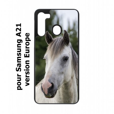 Coque noire pour Samsung Galaxy A21 Coque cheval blanc - tête de cheval