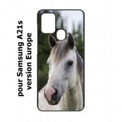 Coque noire pour Samsung Galaxy A21s Coque cheval blanc - tête de cheval