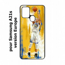Coque noire pour Samsung Galaxy A21s Stephen Curry Golden State Warriors Shoot Basket