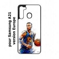 Coque noire pour Samsung Galaxy A21 Stephen Curry Golden State Warriors dribble Basket