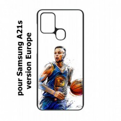 Coque noire pour Samsung Galaxy A21s Stephen Curry Golden State Warriors dribble Basket