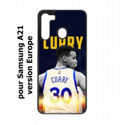 Coque noire pour Samsung Galaxy A21 Stephen Curry Golden State Warriors Basket 30