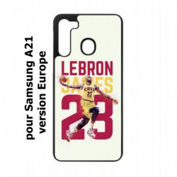 Coque noire pour Samsung Galaxy A21 star Basket Lebron James Cavaliers de Cleveland 23