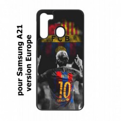 Coque noire pour Samsung Galaxy A21 Lionel Messi 10 FC Barcelone Foot