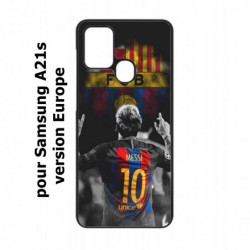 Coque noire pour Samsung Galaxy A21s Lionel Messi 10 FC Barcelone Foot