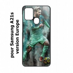 Coque noire pour Samsung Galaxy A21s Lionel Messi FC Barcelone Foot vert-rouge-jaune