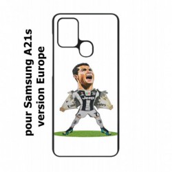 Coque noire pour Samsung Galaxy A21s Cristiano Ronaldo club foot Turin Football - Ronaldo super héros