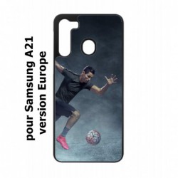 Coque noire pour Samsung Galaxy A21 Cristiano Ronaldo club foot Turin Football course ballon
