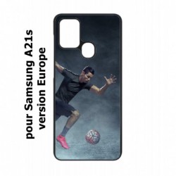 Coque noire pour Samsung Galaxy A21s Cristiano Ronaldo club foot Turin Football course ballon