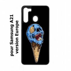 Coque noire pour Samsung Galaxy A21 Ice Skull - Crâne Glace - Cône Crâne - skull art