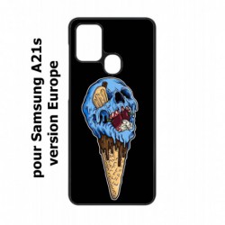 Coque noire pour Samsung Galaxy A21s Ice Skull - Crâne Glace - Cône Crâne - skull art