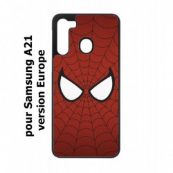 Coque noire pour Samsung Galaxy A21 les yeux de Spiderman - Spiderman Eyes - toile Spiderman