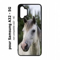 Coque noire pour Samsung Galaxy A32 - 5G Coque cheval blanc - tête de cheval