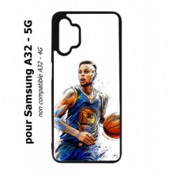 Coque noire pour Samsung Galaxy A32 - 5G Stephen Curry Golden State Warriors dribble Basket