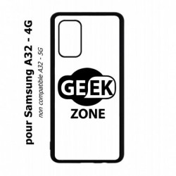 Coque noire pour Samsung Galaxy A32 - 4G Logo Geek Zone noir & blanc