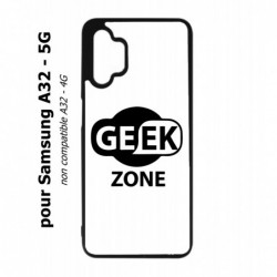 Coque noire pour Samsung Galaxy A32 - 5G Logo Geek Zone noir & blanc