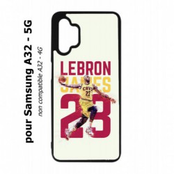 Coque noire pour Samsung Galaxy A32 - 5G star Basket Lebron James Cavaliers de Cleveland 23