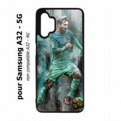 Coque noire pour Samsung Galaxy A32 - 5G Lionel Messi FC Barcelone Foot vert-rouge-jaune