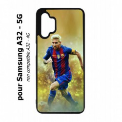 Coque noire pour Samsung Galaxy A32 - 5G Lionel Messi FC Barcelone Foot fond jaune