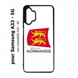 Coque noire pour Samsung Galaxy A32 - 5G Logo Normandie - Écusson Normandie - 2 léopards