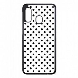 Coque noire pour Samsung Galaxy A32 - 4G motif géométrique pattern noir et blanc - ronds noirs