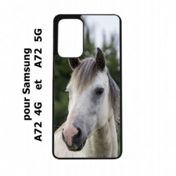 Coque noire pour Samsung Galaxy A72 Coque cheval blanc - tête de cheval