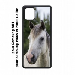 Coque noire pour Samsung Galaxy Note 10 lite Coque cheval blanc - tête de cheval