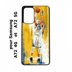 Coque noire pour Samsung Galaxy A72 Stephen Curry Golden State Warriors Shoot Basket