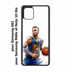 Coque noire pour Samsung Galaxy A81 Stephen Curry Golden State Warriors dribble Basket