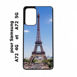 Coque noire pour Samsung Galaxy A72 Tour Eiffel Paris France