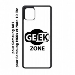 Coque noire pour Samsung Galaxy A81 Logo Geek Zone noir & blanc