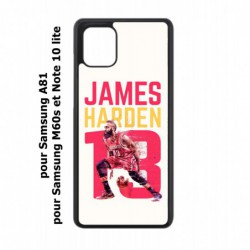 Coque noire pour Samsung Galaxy A81 star Basket James Harden 13 Rockets de Houston
