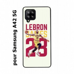 Coque noire pour Samsung Galaxy A42 5G star Basket Lebron James Cavaliers de Cleveland 23