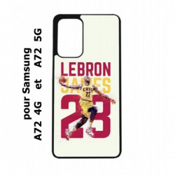 Coque noire pour Samsung Galaxy A72 star Basket Lebron James Cavaliers de Cleveland 23