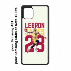 Coque noire pour Samsung Galaxy A81 star Basket Lebron James Cavaliers de Cleveland 23