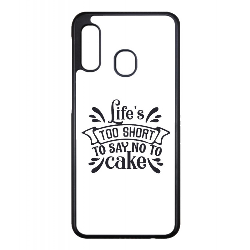 Coque noire pour Samsung Galaxy A42 5G Life's too short to say no to cake - coque Humour gâteau