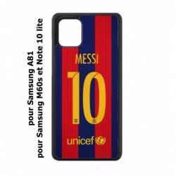 Coque noire pour Samsung Galaxy A81 maillot 10 Lionel Messi FC Barcelone Foot