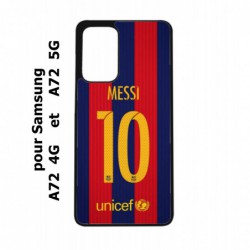 Coque noire pour Samsung Galaxy A72 Lionel Messi 10 FC Barcelone Foot