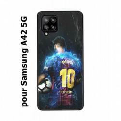 Coque noire pour Samsung Galaxy A42 5G Lionel Messi FC Barcelone Foot