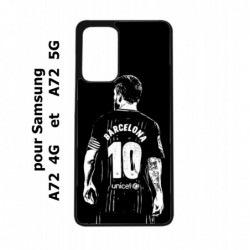 Coque noire pour Samsung Galaxy A72 Lionel Messi FC Barcelone Foot