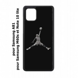 Coque noire pour Samsung Galaxy M60s Michael Jordan 23 shoot Chicago Bulls Basket
